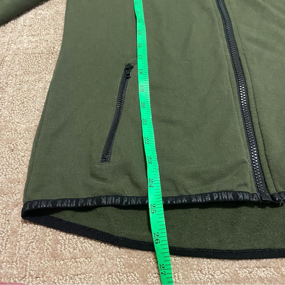 {Victoria’s Secret | PINK} Green Hooded Zip Up Sweatshirt ~ Size Small - Picture 14 of 16